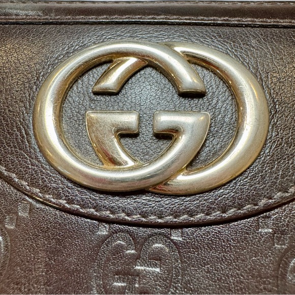 Gucci Sukey Zip Around Wallet In Dark Brown Leather W Goldtone GG Logo - Picture 3 of 16